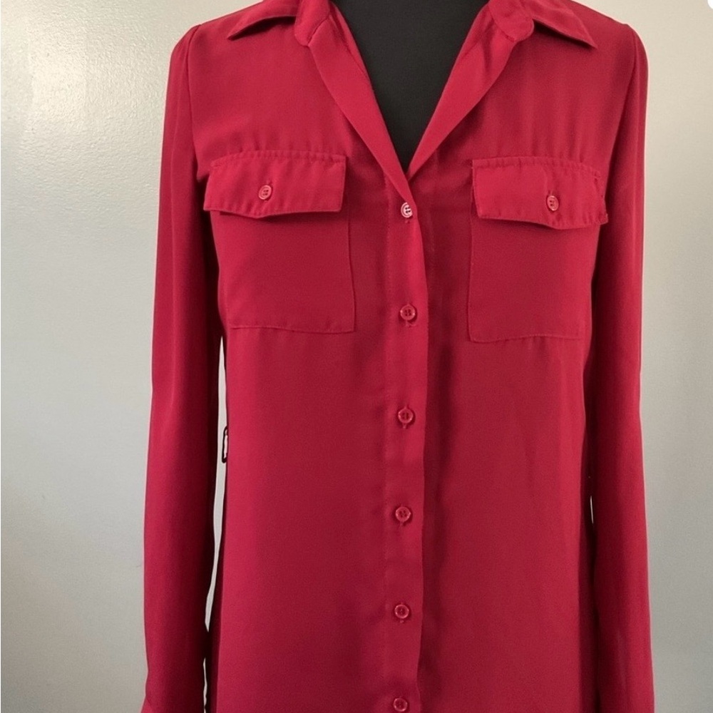 Papaya Deep Red Button-Down Shirt